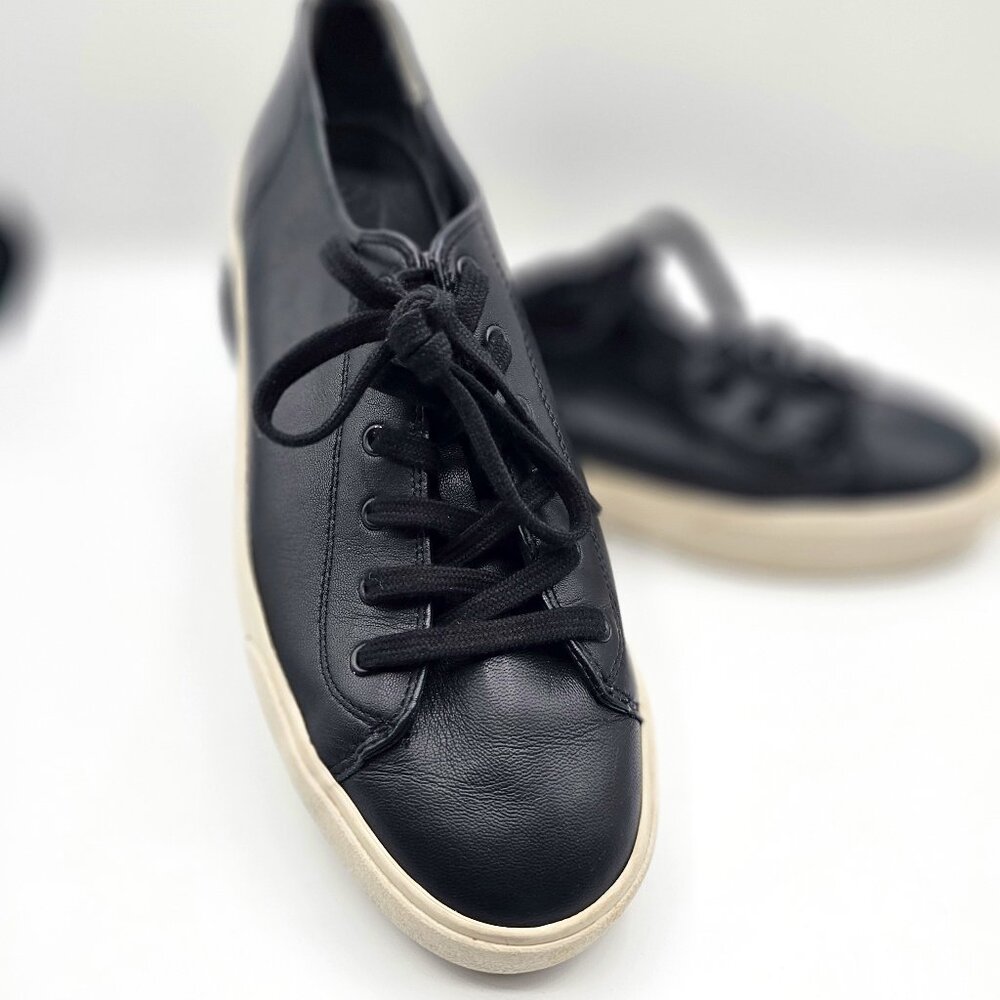 VINCE Women's Black Leather Laceup Sneakers | 9.5